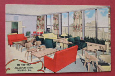 Ansichtskarte AK Chicago IL Illinois 1920-1950 Allerton Hotel Lounge Tip Top Tap Restaurant Möbel Design Eames Stuhl Ortsansicht USA Amerika Vereinigte Staaten